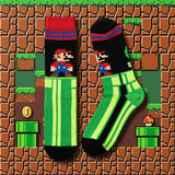 Socks - Super Mario - Mario 8-bit Green Stripes Crew Socks (1 Pair)
