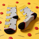 Socks - Pokemon - Pikachu Faces Grey Crew Socks (1 Pair)