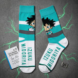 Socks - My Hero Academia - Izuku Midoriya Chibi Teal Stripe Crew Socks (1 Pair)
