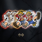 3D Lenticular Sticker - One Piece - Luffy Gear Fifth Sitting White Vs Outfit Two Panels