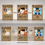 3D Lenticular Sticker - One Piece - Ace, Luffy & Sabo Wanted Posters