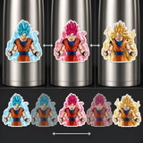 3D Lenticular Sticker - Dragon Ball - Goku Three Transformations Blue God Red God Super Saiyan 3 Aura Trio