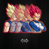 3D Lenticular Sticker - Dragon Ball - Vegeta Super Saiyan Golden Hair And Super Saiyan God Red Hair Dual Portrait Blue