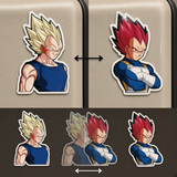 3D Lenticular Sticker - Dragon Ball - Vegeta Super Saiyan Golden Hair And Super Saiyan God Red Hair Dual Portrait Blue