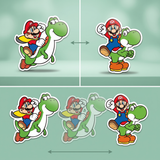 3D Lenticular Sticker - Super Mario - Mario Riding Green Yoshi Two-panel Lenticular Shift White Body