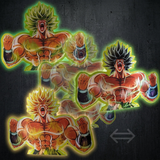 3D Lenticular Sticker - Dragon Ball - Broly Black Green Yellow Aura Three Panels Wide