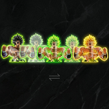 3D Lenticular Sticker - Dragon Ball - Broly Black Green Yellow Aura Three Panels Wide