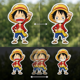 3D Lenticular Sticker - One Piece - Luffy Chibi Two Forms
