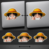 3D Lenticular Sticker - One Piece - Luffy Smiling Peeker Two Forms