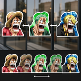 3D Lenticular Sticker - One Piece - Luffy Zoro Sanji Screaming Faces