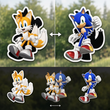 3D Lenticular Sticker - Sonic the Hedgehog - Sonic and Tails Two Forms