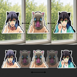 3D Lenticular Sticker - Demon Slayer - Inosuke Hashibira Face and Boar Mask Three Forms