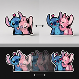 3D Lenticular Sticker - Lilo & Stitch - Stitch and Angel (Hearts)
