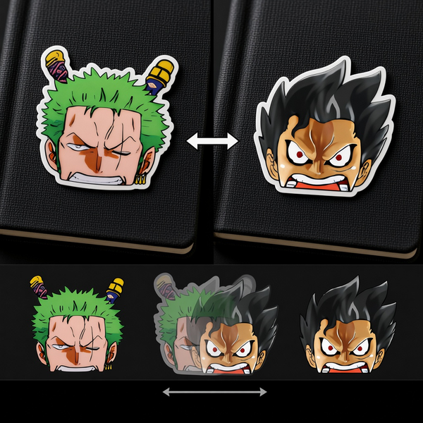 3D Lenticular Sticker - One Piece - Zoro and Luffy