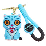 3D PVC Figure Keychain - Blue Cat With Orange Eyes