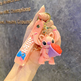 3D PVC Figure Keychain - Lilo & Stitch - Angel Holding Heart Ice Cream
