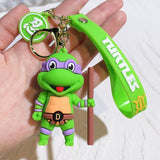 3D PVC Figure Keychain - Teenage Mutant Ninja Turtles - Donatello With Staff, Purple Mask, Green Body