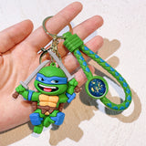 3D PVC Figure Keychain - Las Tortugas Ninja - Chibi Leonardo Katanas Leaping