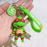 3D PVC Figure Keychain - Teenage Mutant Ninja Turtles - Raphael In Red Mask Holding Sai Weapons