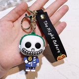 3D PVC Figure Keychain - Horror - Jack Skellington Green Hair Blue Suit