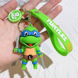 3D PVC Figure Keychain - Teenage Mutant Ninja Turtles - Leonardo Holding Two Katanas, Chibi Style