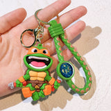 3D PVC Figure Keychain - Las Tortugas Ninja - Chibi Michelangelo Happy Nunchaku