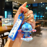 3D PVC Figure Keychain - Lilo & Stitch - Stitch Surfing On A Pink Surfboard