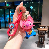 3D PVC Figure Keychain - Lilo & Stitch - Angel Riding Scooter With Scrump