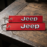 Embroidery Keychain - Auto Brands - Jeep Logo (Red)