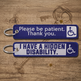 Embroidery Keychain - Awareness - Hidden Disability (Please Be Patient)