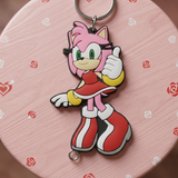 PVC Keychain - Sonic the Hedgehog - Amy Rose Waving