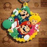 PVC Keychain - Super Mario - Mario, Luigi, Peach & Yoshi Group