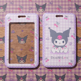 ID Card Badge Holder - Sanrio - Kuromi On Purple Gingham