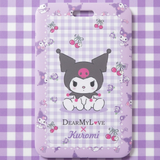 ID Card Badge Holder - Sanrio - Kuromi On Purple Gingham