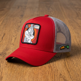 Baseball Cap - Looney Tunes - Bugs Bunny Red Crown Gray Mesh