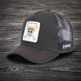 Baseball Cap - One Piece - Straw Hat Crew Logo Dark Gray Black Mesh