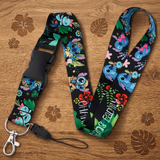Lanyard - Lilo & Stitch - Stitch and Angel with Flowers and Leaves
