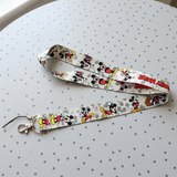 Lanyard - Disney - Mickey Mouse and Minnie Mouse on a Light Grey Background with Small Grey Polka Dots