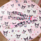 Lanyard - Sanrio - Kuromi and Baku with Various Expressions and Poses on a Pink Background