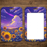 ID Card Badge Holder - Sunflower Field At Sunset with Clouds and Shooting Star