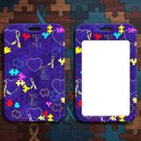 ID Card Badge Holder - Autism Awareness Puzzle Pieces and Ribbons