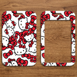 ID Card Badge Holder - Sanrio - Hello Kitty Pattern Packed Faces Red Bows White