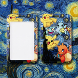 ID Card Badge Holder - Pokémon - Pokemon (Pikachu, Bulbasaur, Squirtle, Charmander) in Van Gogh's Starry Night Style