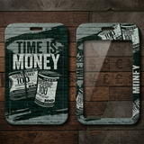 ID Card Badge Holder - Time Is Money Quote with Money Rolls