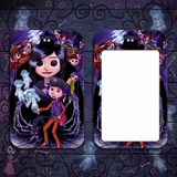 ID Card Badge Holder - Coraline - Dark Purple Blue Ghost Children Detailed Art