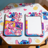 ID Card Badge Holder - Lilo & Stitch (Disney) - Stitch and Angel Hugging Pink White