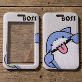 ID Card Badge Holder - Shark with "BOSS" Text