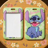 ID Card Badge Holder - Lilo & Stitch (Disney) - Sitting Stitch Green Background Vertical