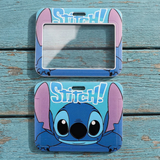 ID Card Badge Holder - Lilo & Stitch (Disney) - Blue Face Stitch Text Horizontal