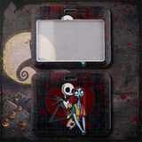 ID Card Badge Holder - The Nightmare Before Christmas - Jack and Sally Hug on Red Grunge